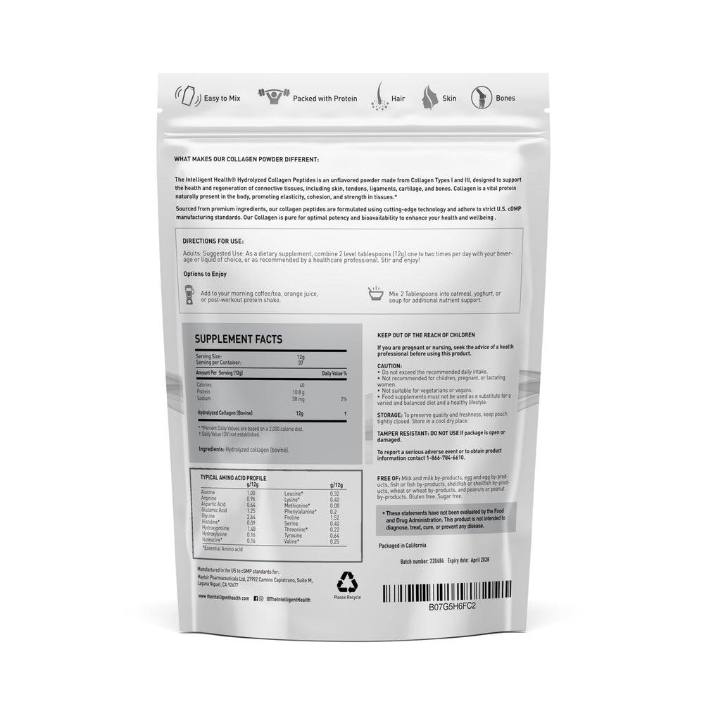 The Intelligent Health Collagen Peptides scoop with measure for consistent daily serving