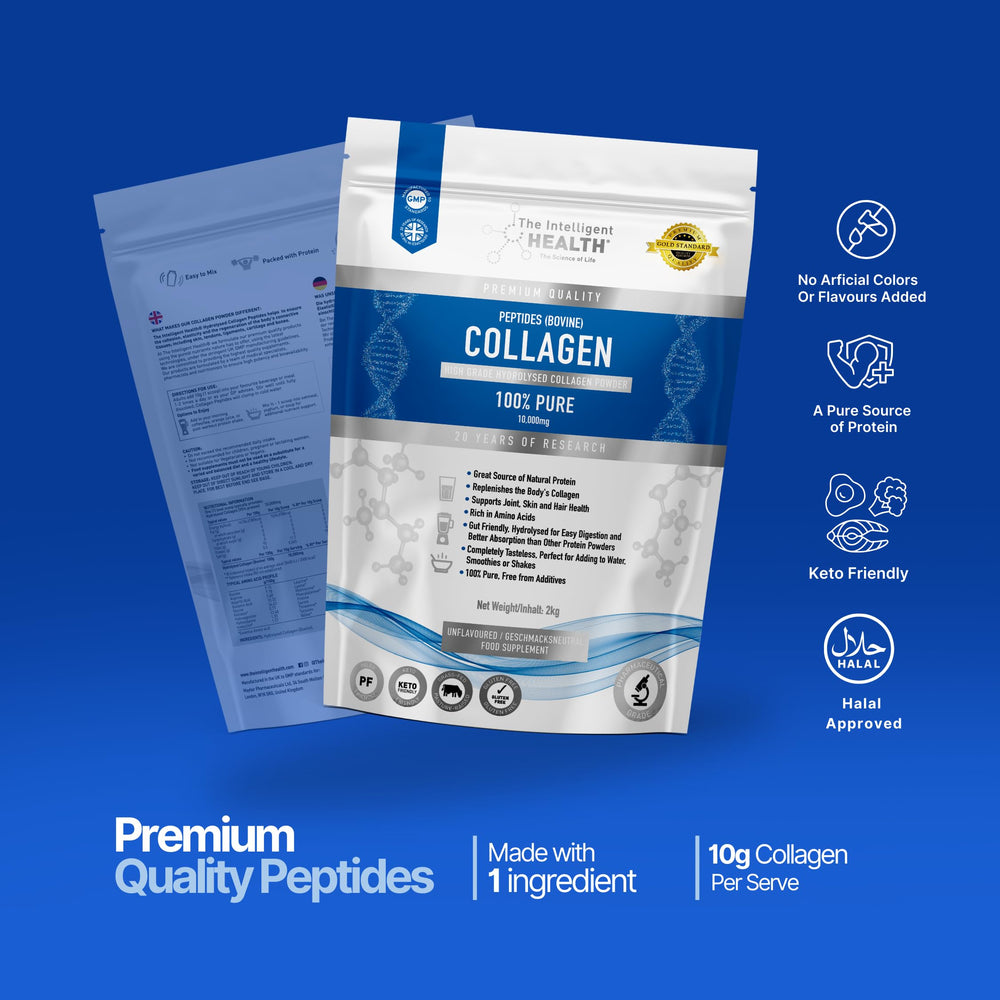 The Intelligent Health collagen powder stirred into a coffee for easy blending