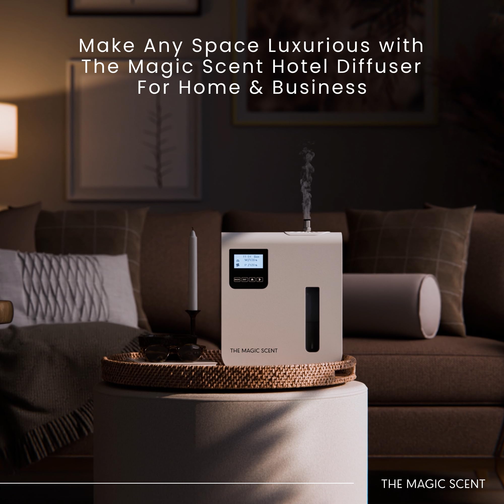 The Magic Scent programmable panel with 24/7 scheduling for steady ambiance.