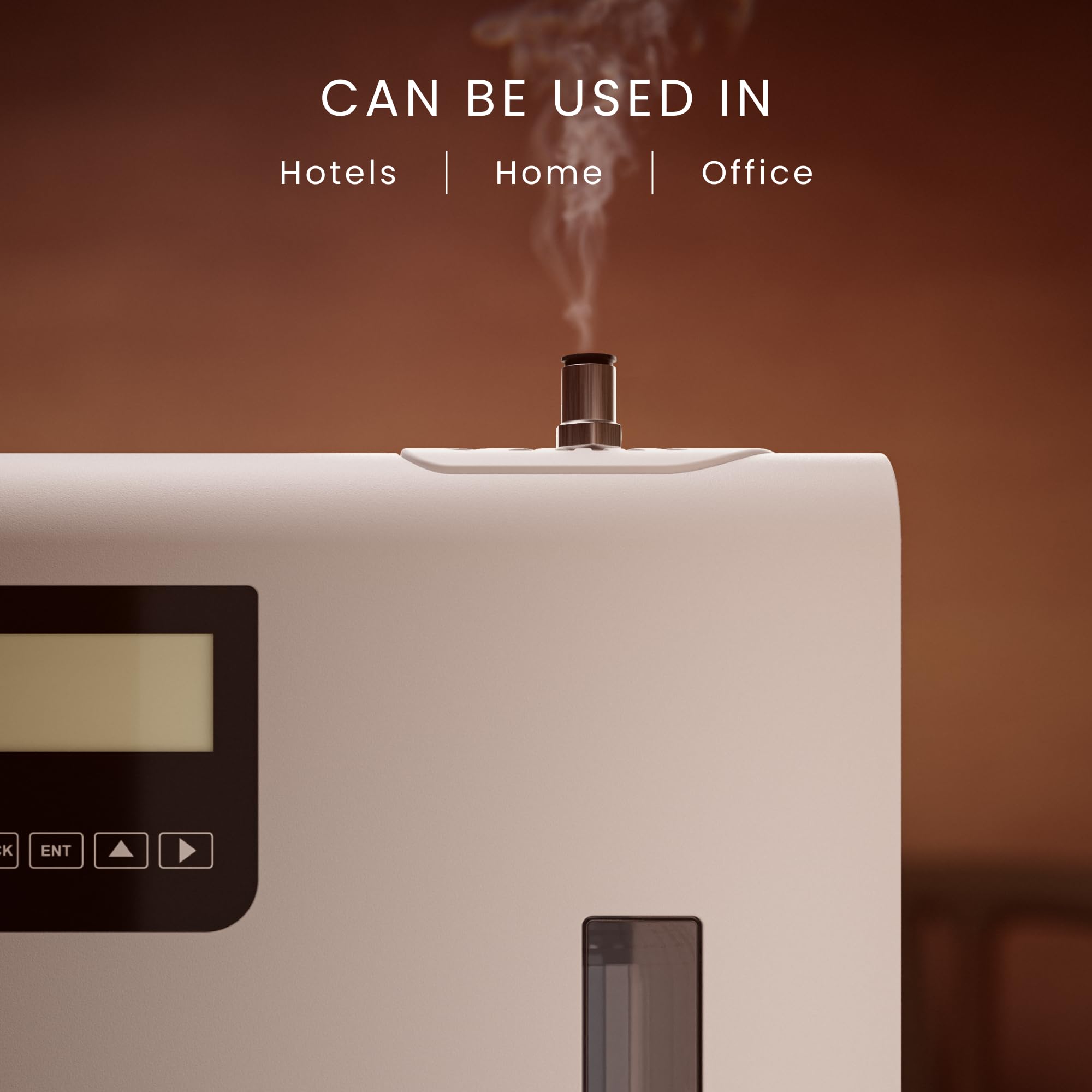 The Magic Scent diffuser operates quietly for a calm home or hotel lobby.