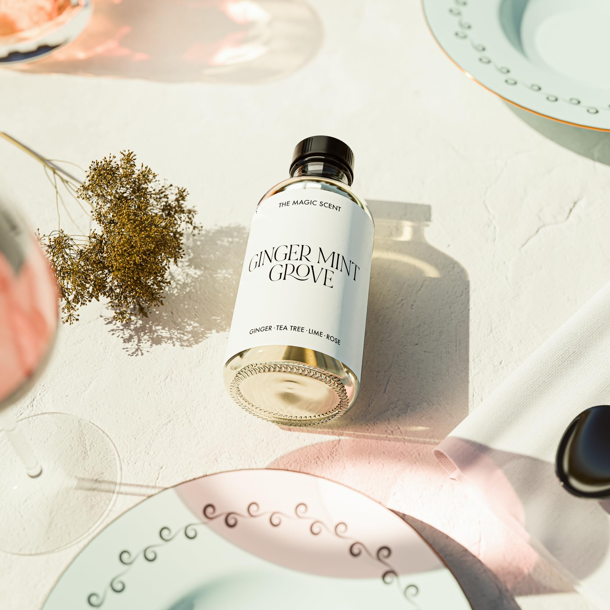 The Magic Scent Ginger Mint Grove offers vegan, hypoallergenic fragrance for family rooms.