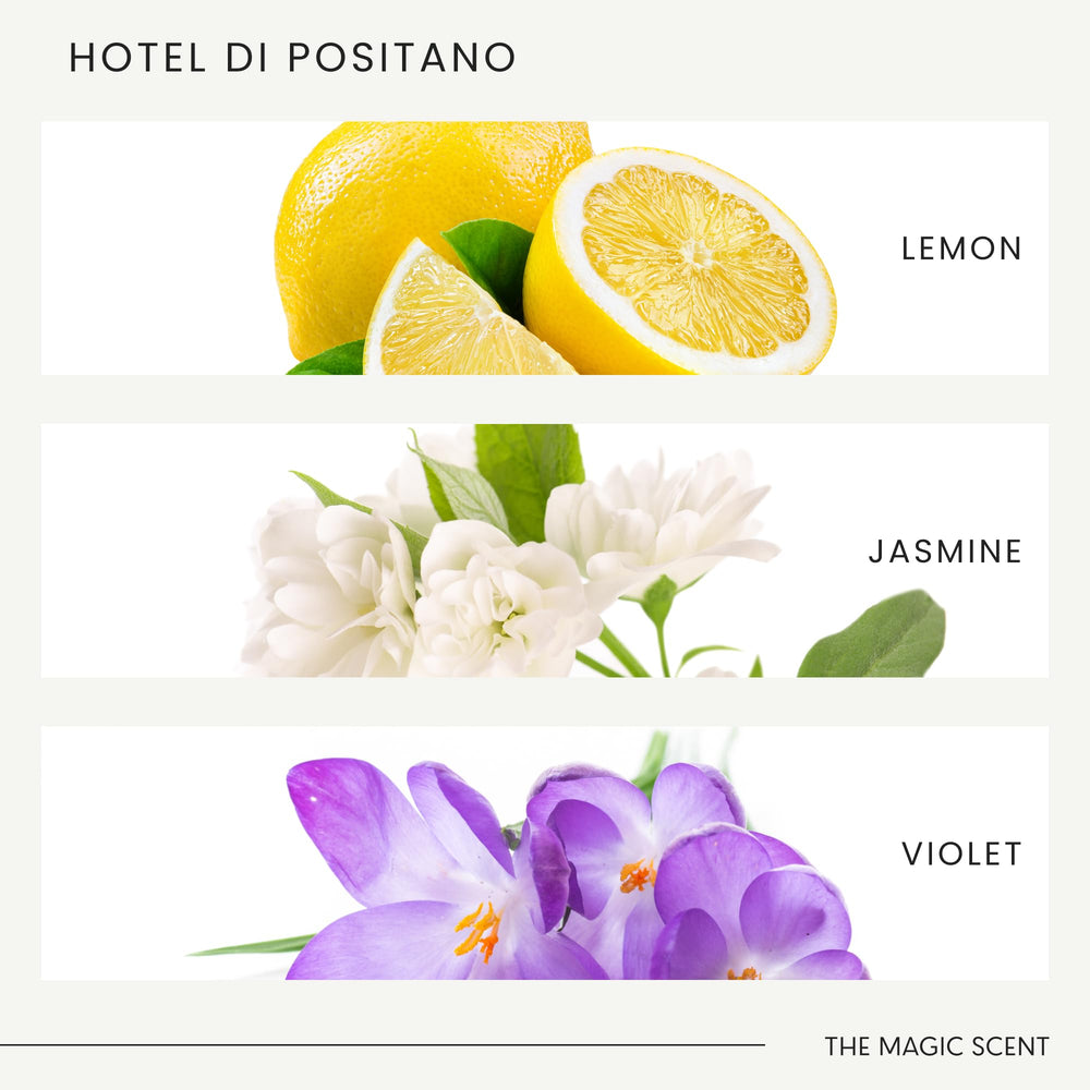 The Magic Scent Hotel Di Positano coastal scene evokes Amalfi atmosphere.