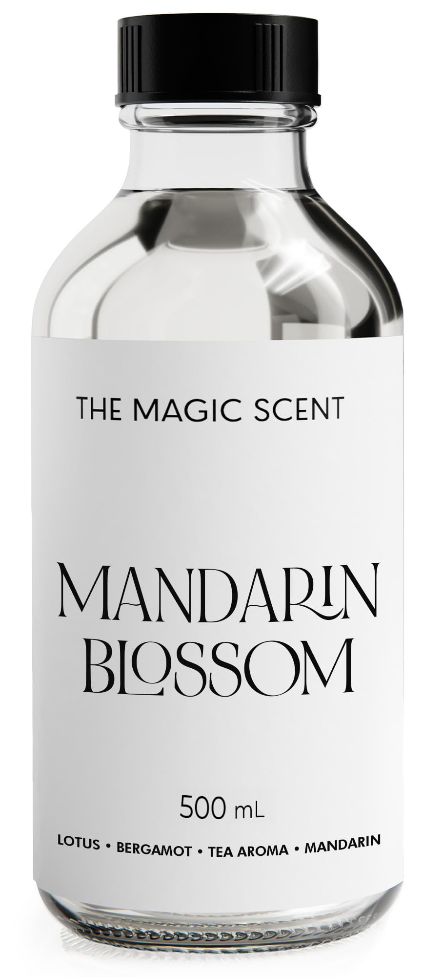 The Magic Scent Mandarin Blossom bottle front, premium diffuser oil for luxury spaces