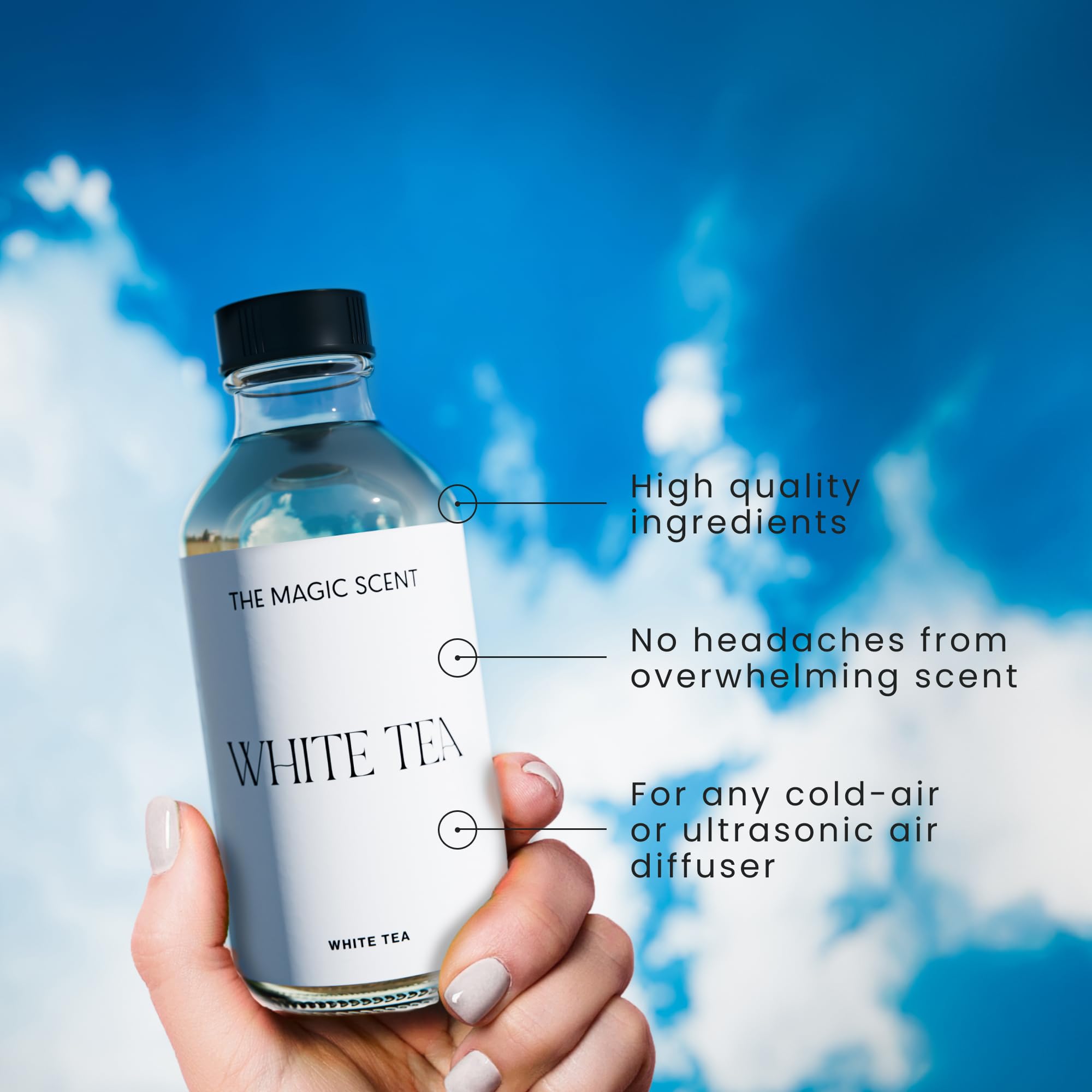 The packaging signals premium, safe diffuser oil for buyers.