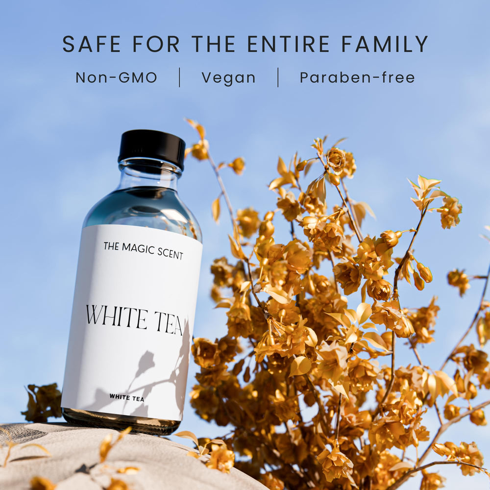 The Magic Scent White Tea oil pour enables clean diffuser use.