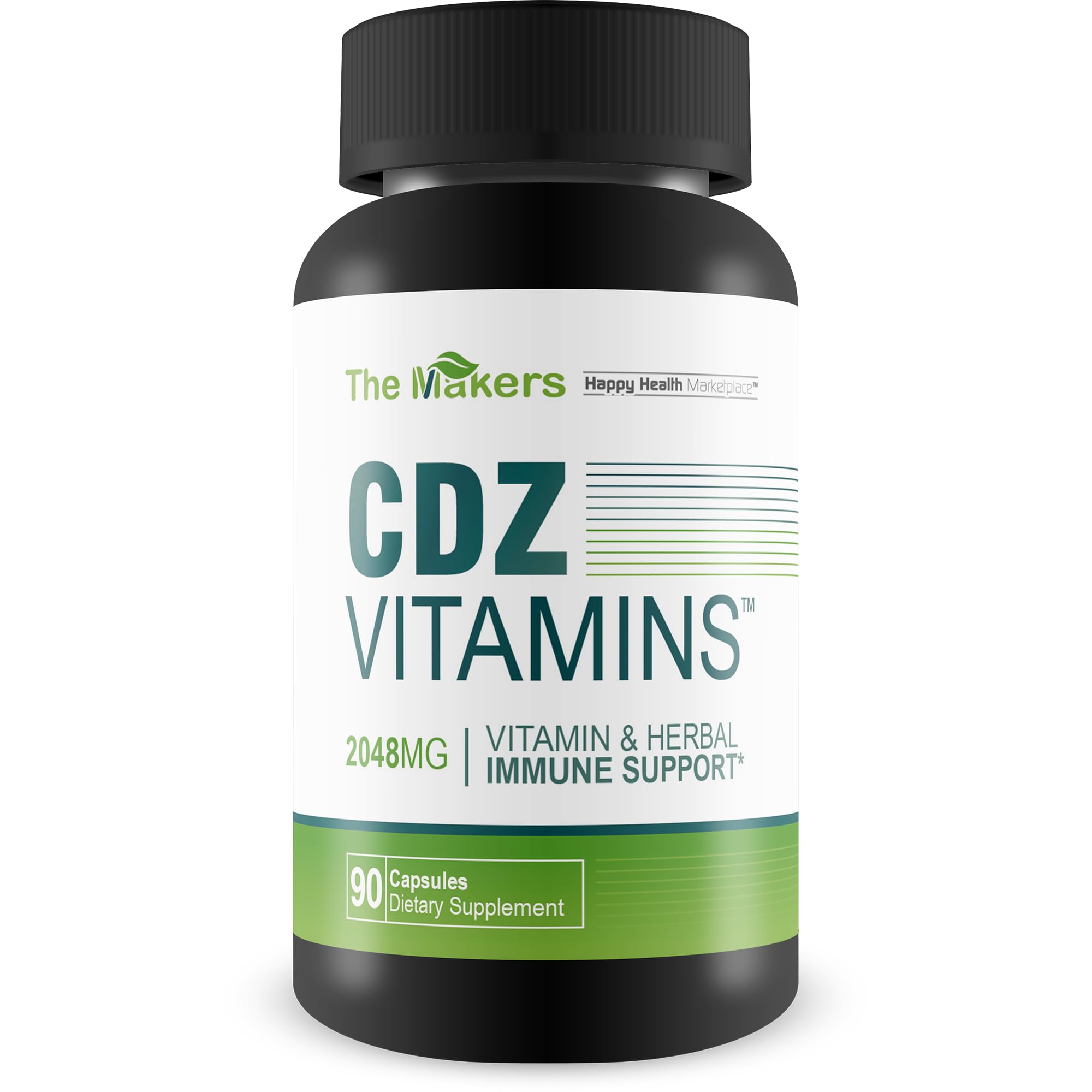 The Makers CDZ Vitamins bottle showcases a comprehensive immune support blend for daily wellness.