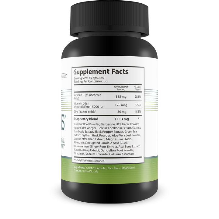 Close-up of CDZ capsules highlights convenient, sugar-free daily capsules for consistent health support.