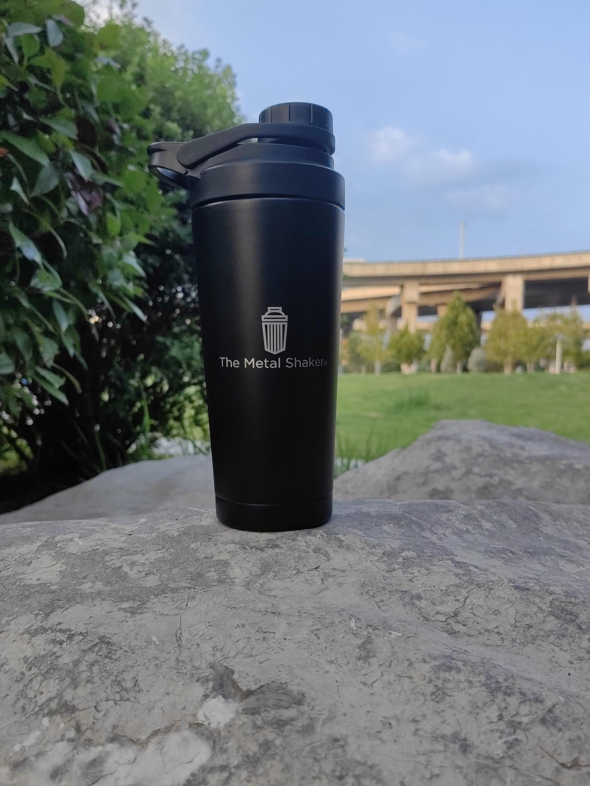 The Metal Shaker has a leak-proof cap to prevent spills during workouts.