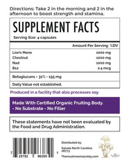 The Mushroom Society Everyday Youth label-detail emphasizing NAD and B12 energy support.