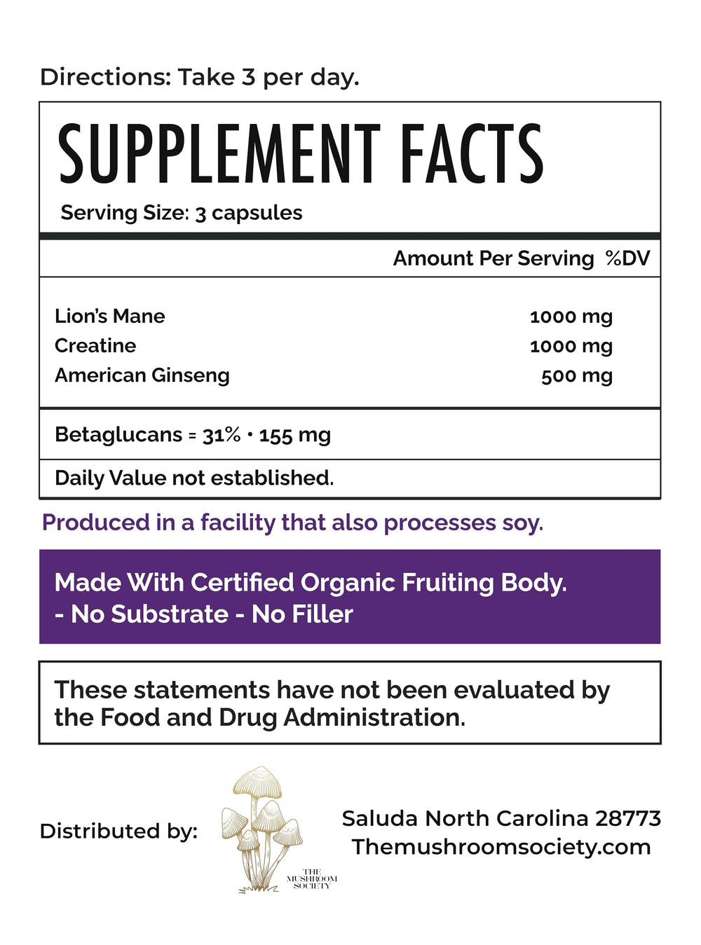 The Mushroom Society Lion’s Mane nootropic aids attention and clarity in workouts.