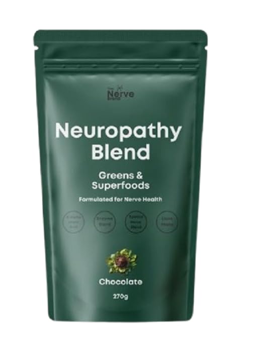 The Nerve Brand Neuropathy Blend chocolate bottle front for daily nerve health support.