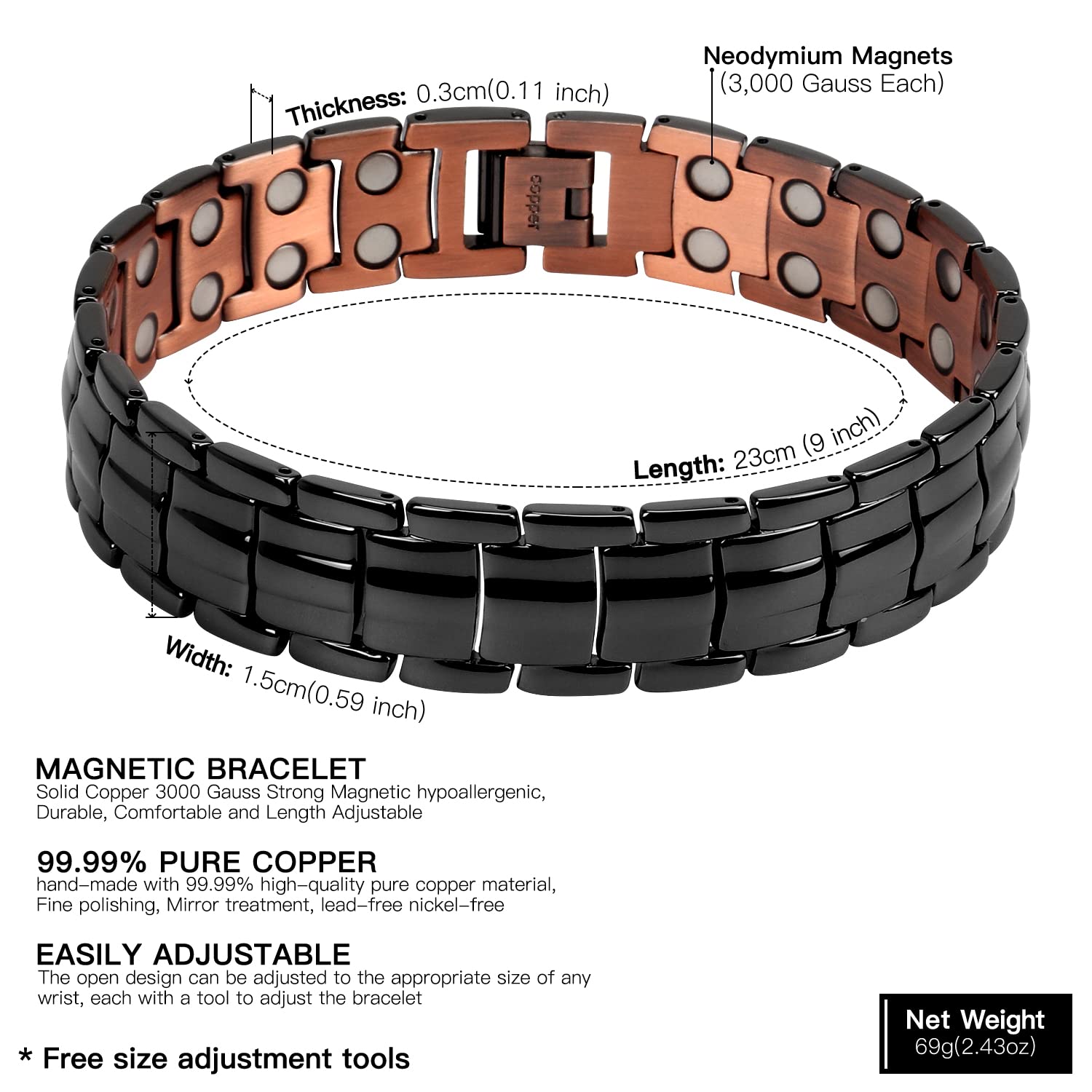 The North Ring men's copper bracelet wrist shot showing comfortable fit