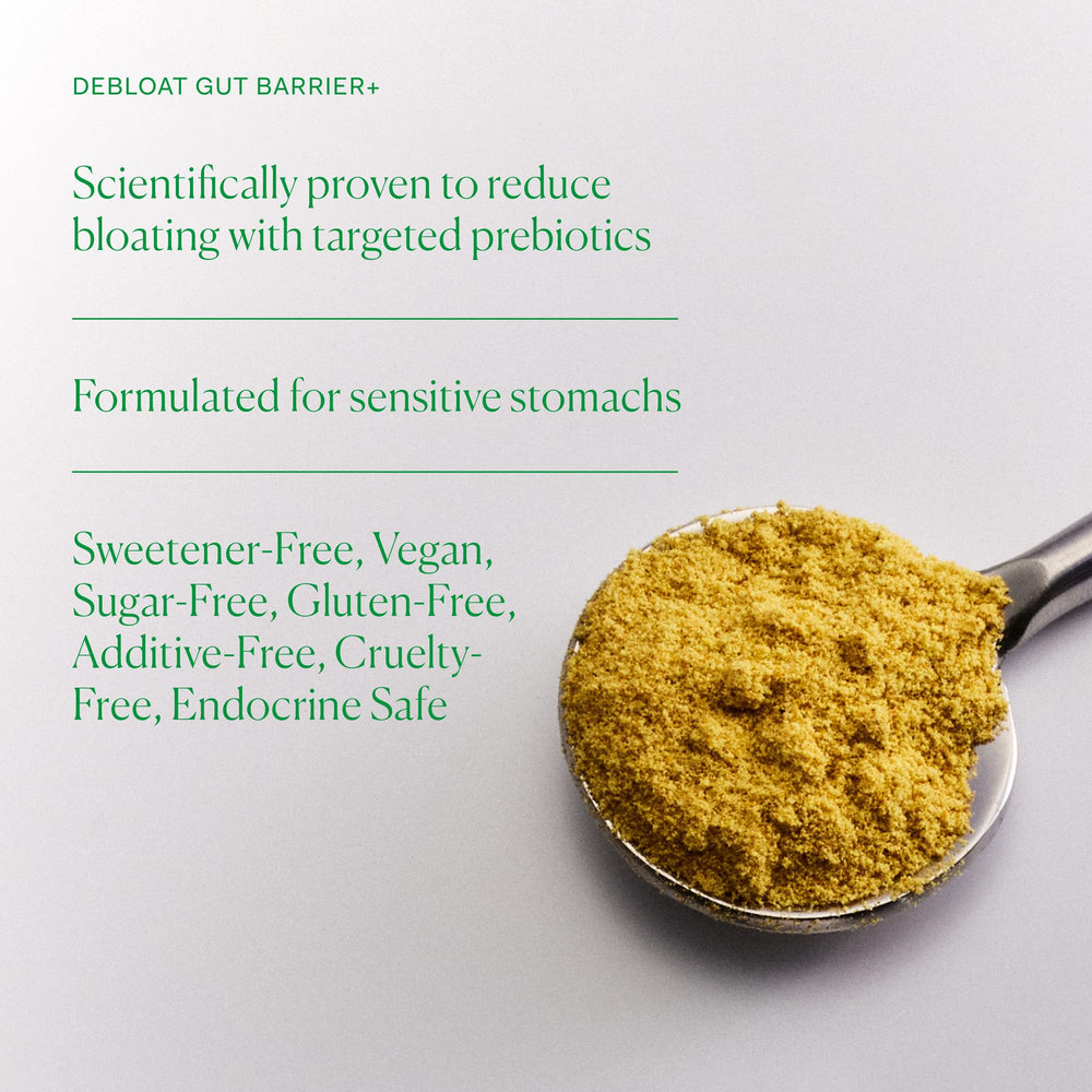 The Nue Co Debloat glass with powder shows easy daily mixing.