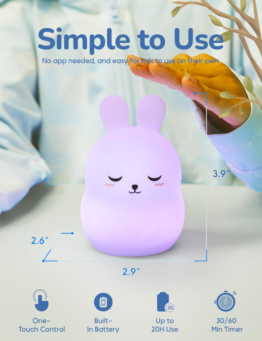 The Pal Company Breathing Pal Mini Bonnie night light supports soothing bedtime routine
