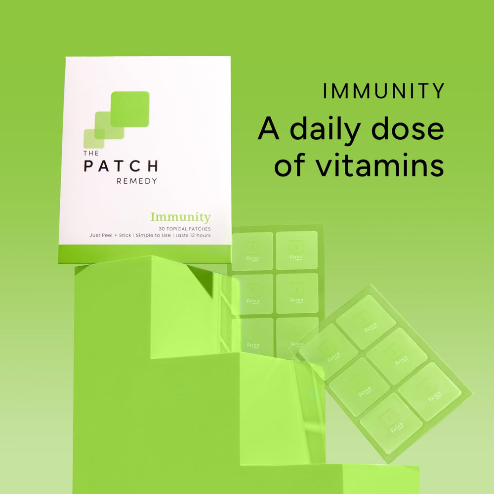 The Patch Remedy Immunity Patch adhesive closeup highlights a skin-friendly surface.