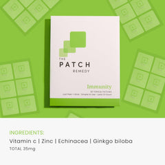 The Patch Remedy Immunity Patch on arm demonstrates discreet wear.
