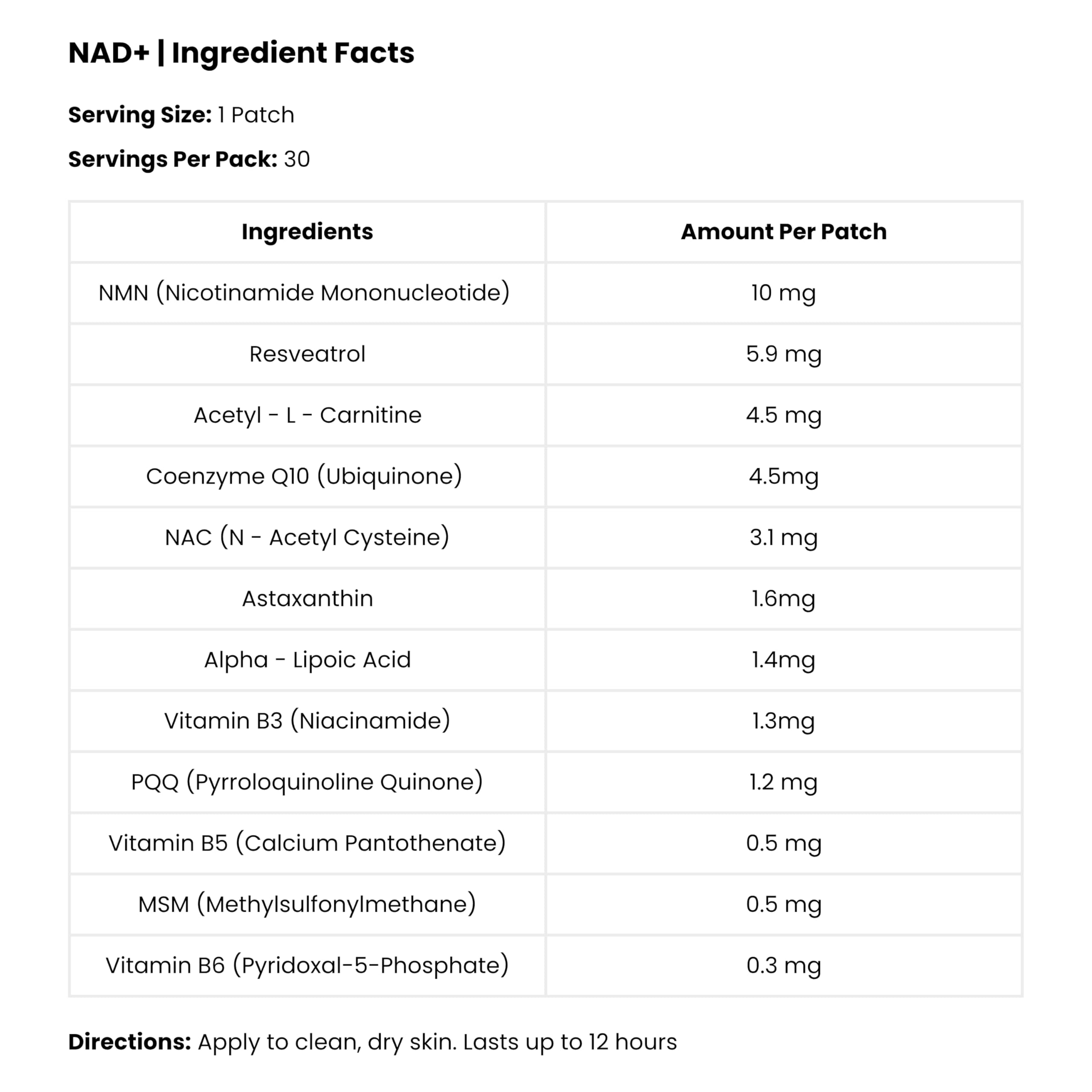 No lotion needed—The Patch Remedy NAD+ patch applied to clean skin.