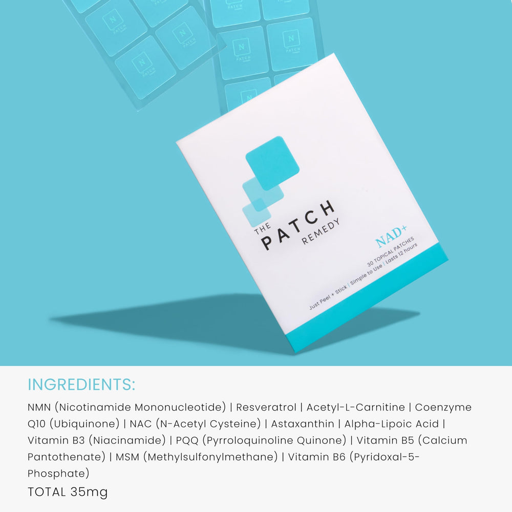 Close-up of The Patch Remedy NAD+ patch surface on clean skin.