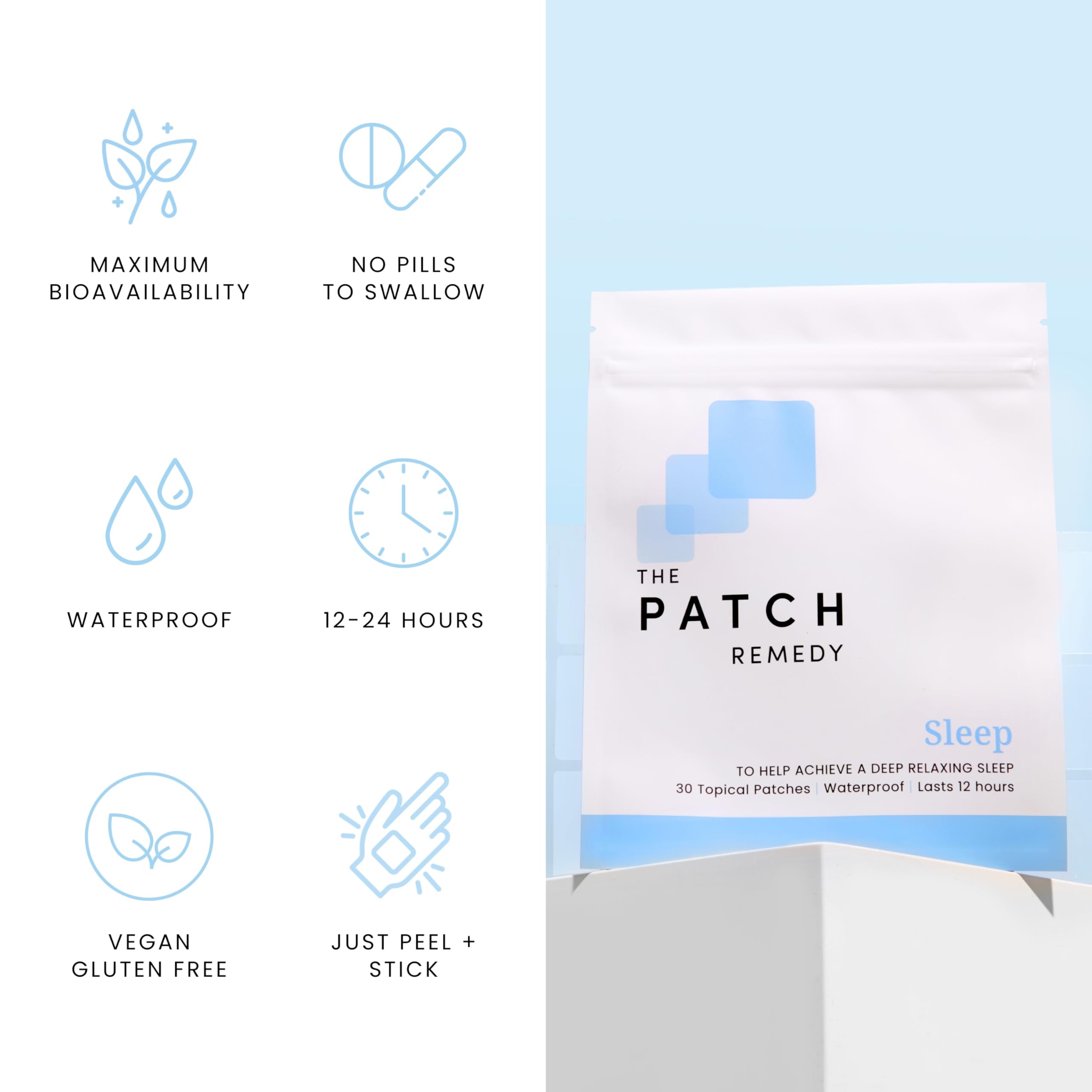 The Patch Remedy Sleep night ritual image suggests winding down naturally.