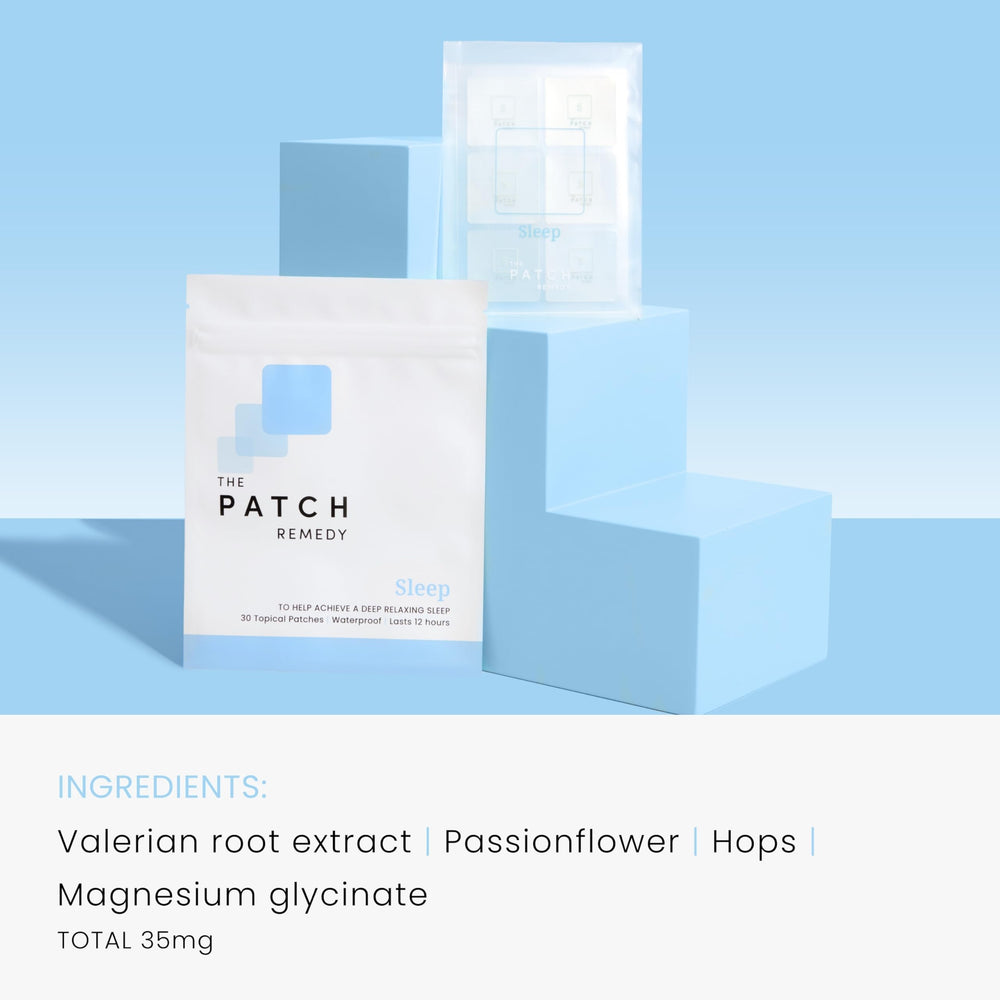 The Patch Remedy Sleep packaging close-up shows convenient, mess-free use.