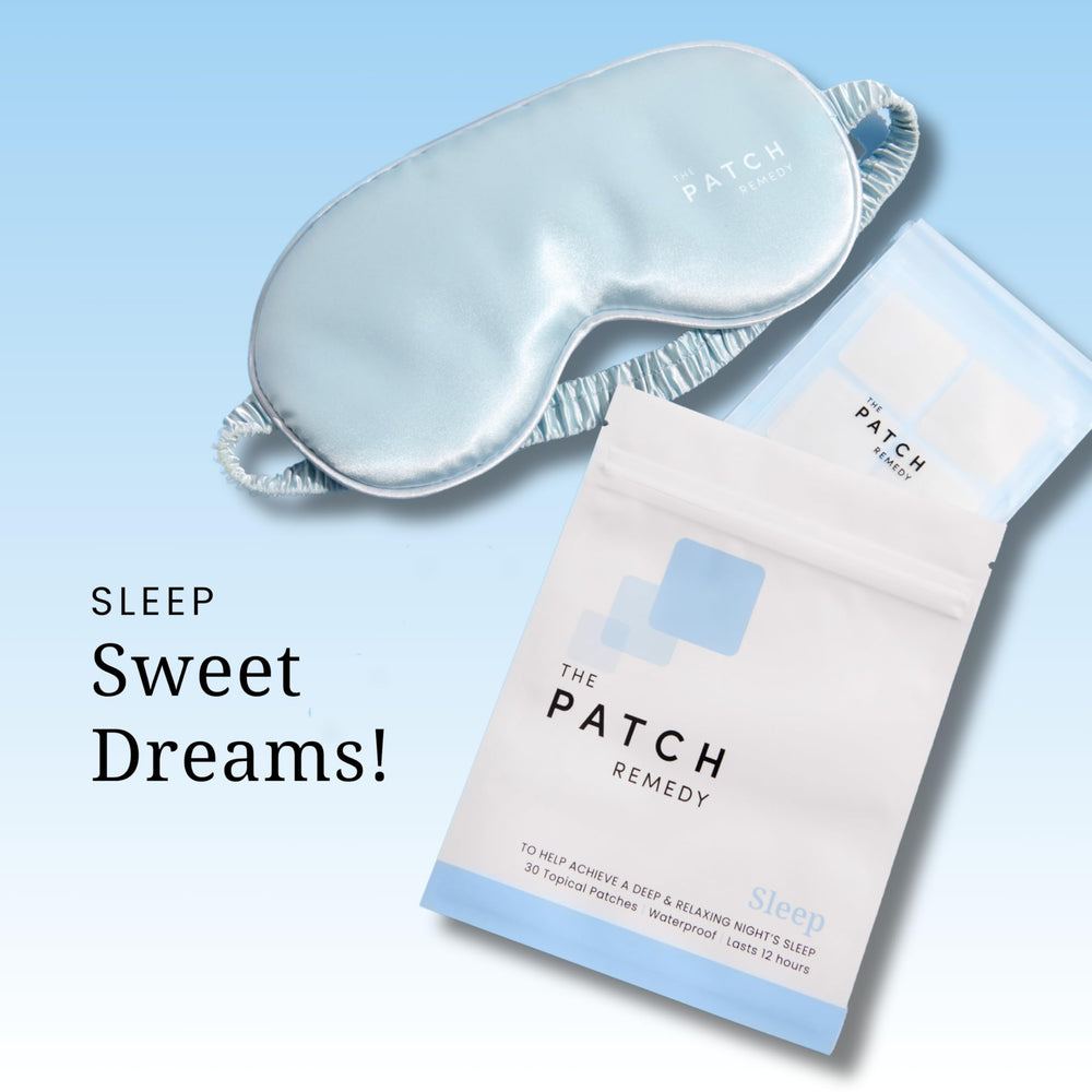 The Patch Remedy Sleep patches in use illustrate peel, apply, settle.