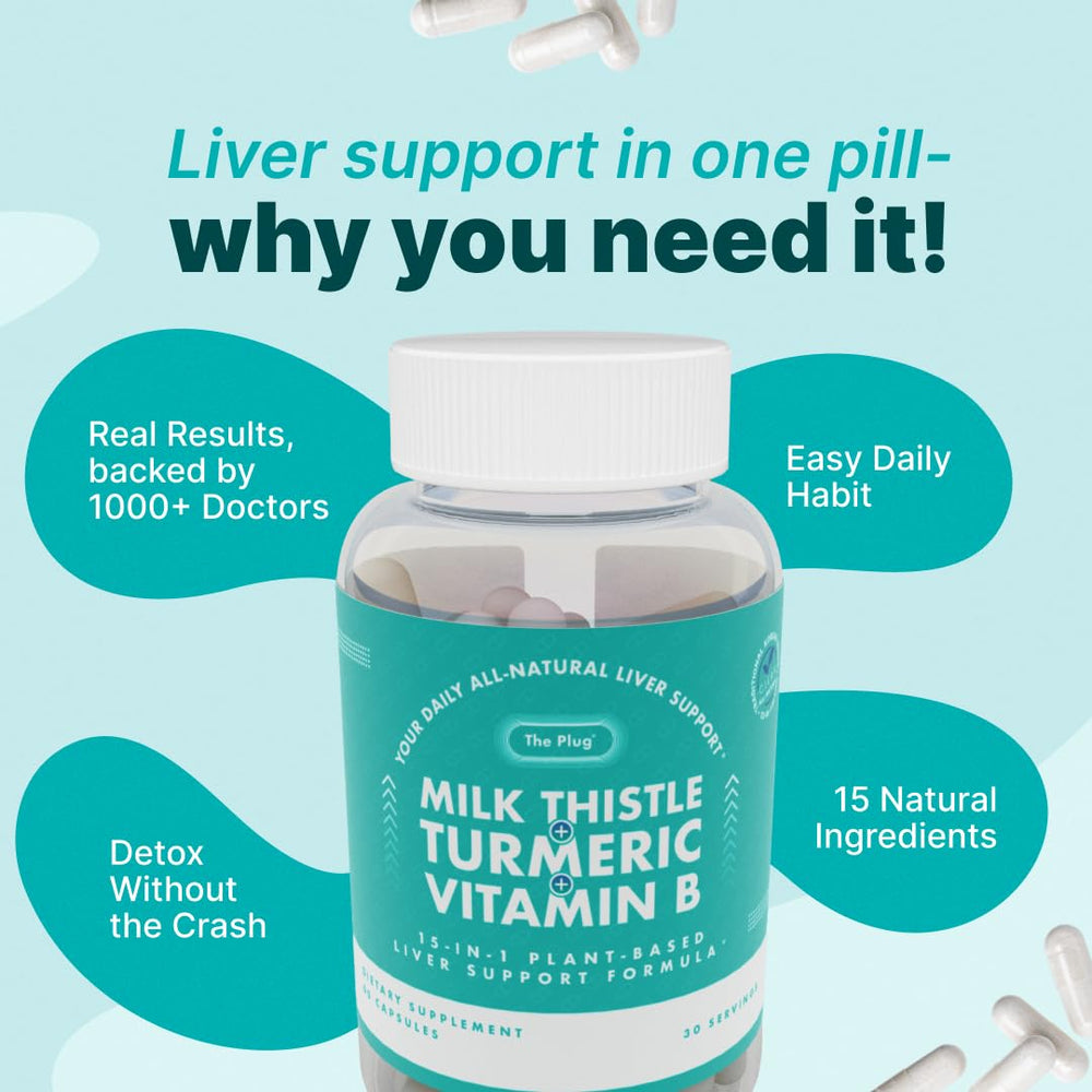 The Plug Liver Cleanse ready-to-travel pouch with bottle for busy days.