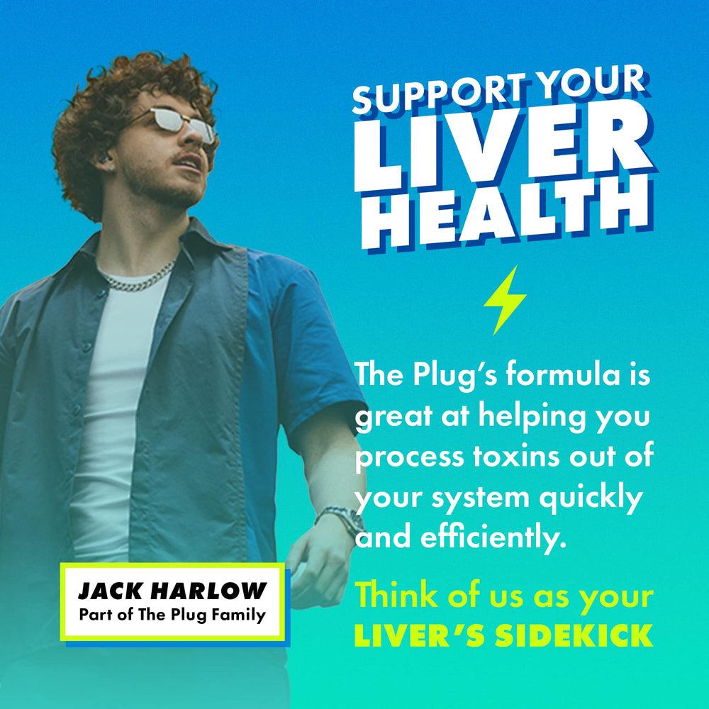 The Plug Liver Cleanse turmeric and B vitamins indicate natural energy support.