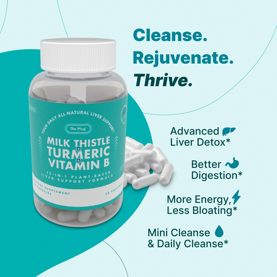 The Plug Liver Cleanse turmeric and dandelion ingredients close-up with antioxidant support.