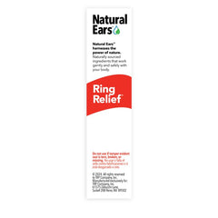 THE Relief Products Ring Relief Ear Drops label closeup highlights eight natural actives for potential relief.