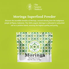 Close-up of moringa powder texture ideal for mixing