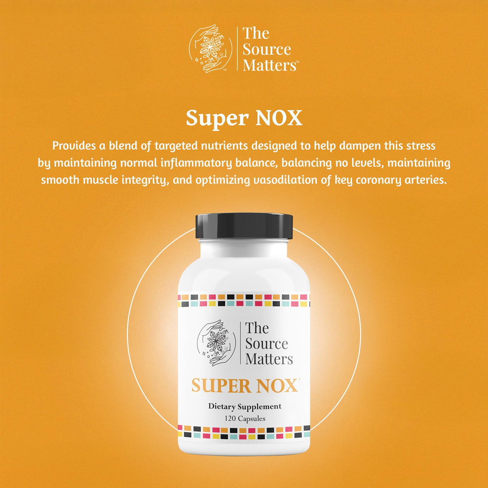 Super NOX capsules close-up highlighting nitric oxide support