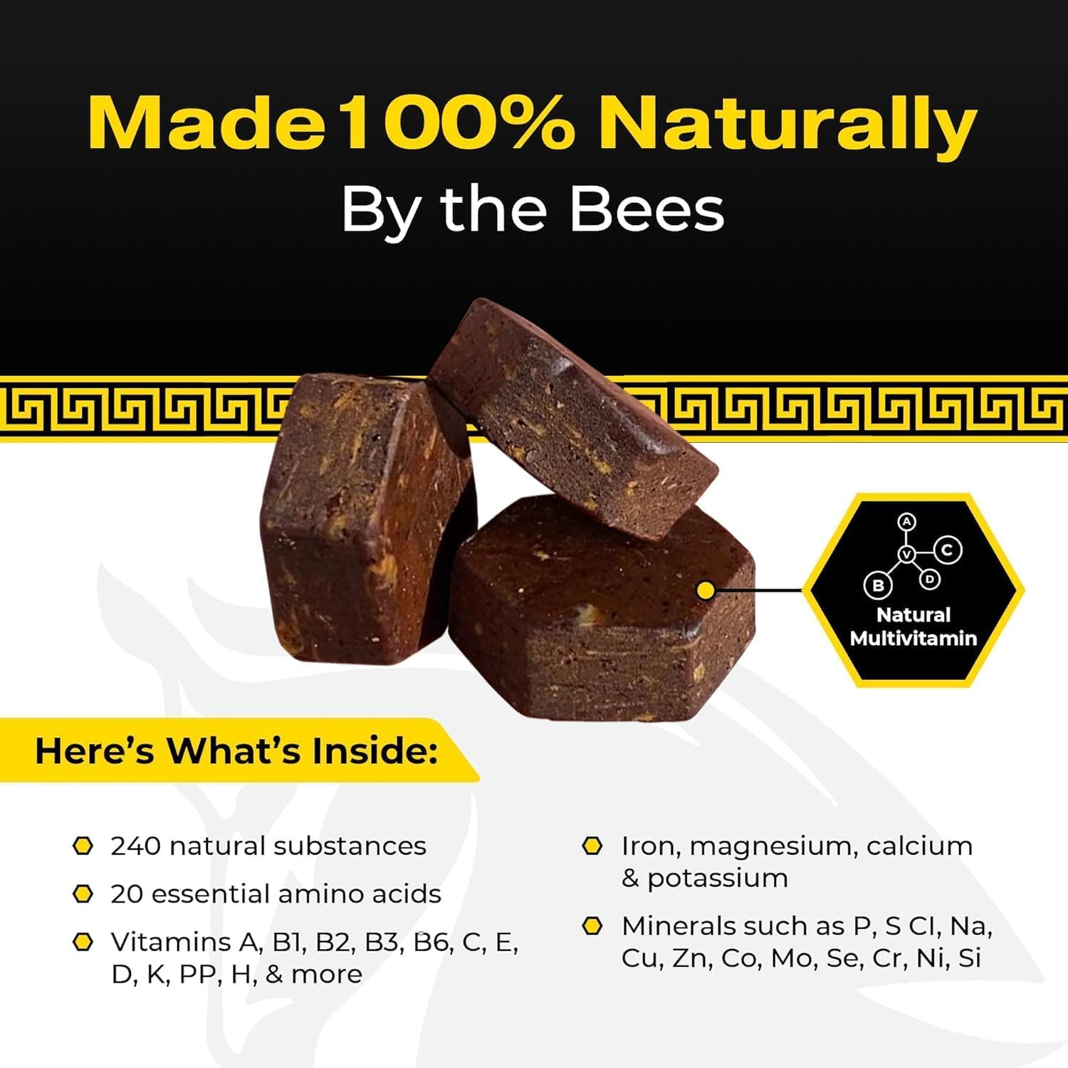 Tablets bite-shot shows Spartan Bee Bread Chewables texture, offering convenient energy on the go.