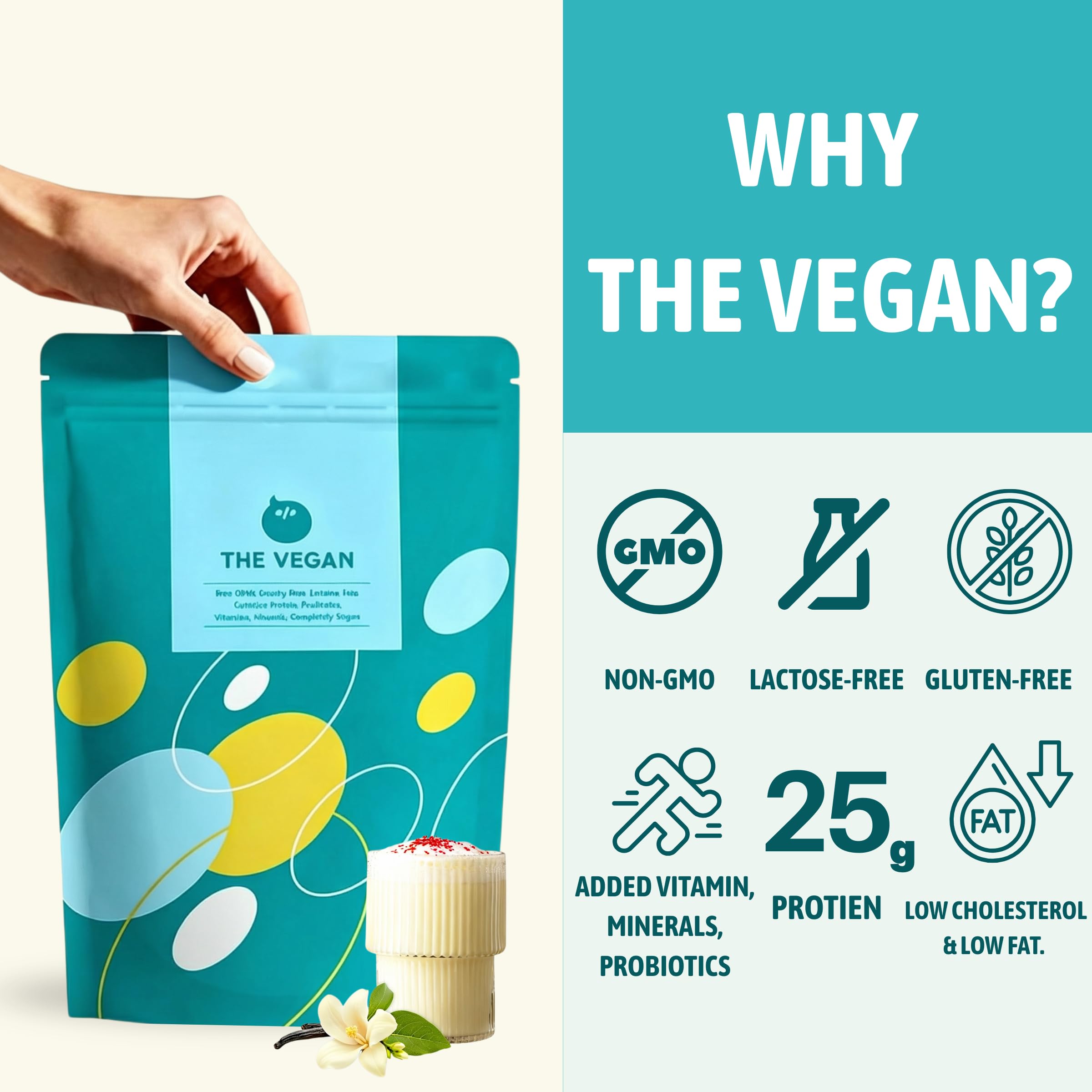 Creamy dairy-free shake using THE VEGAN vanilla protein powder