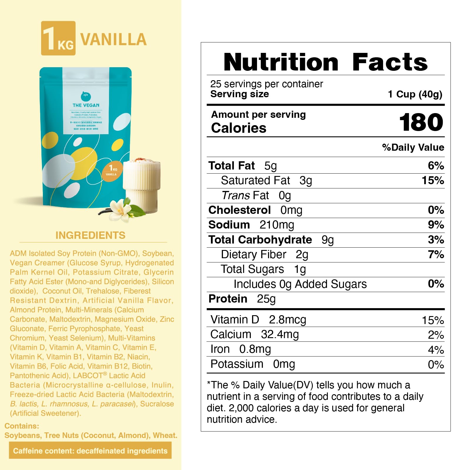 Scoop of THE VEGAN vanilla protein powder for precise servings