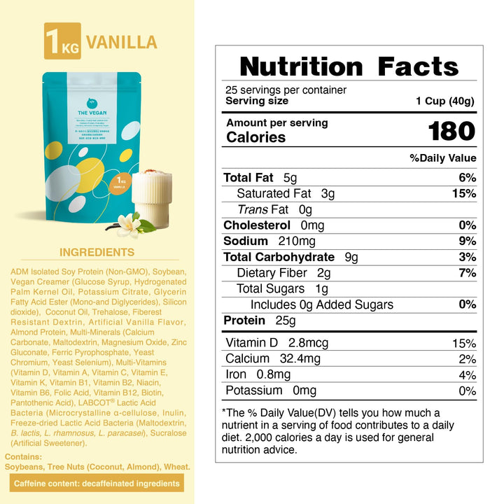 Scoop of THE VEGAN vanilla protein powder for precise servings