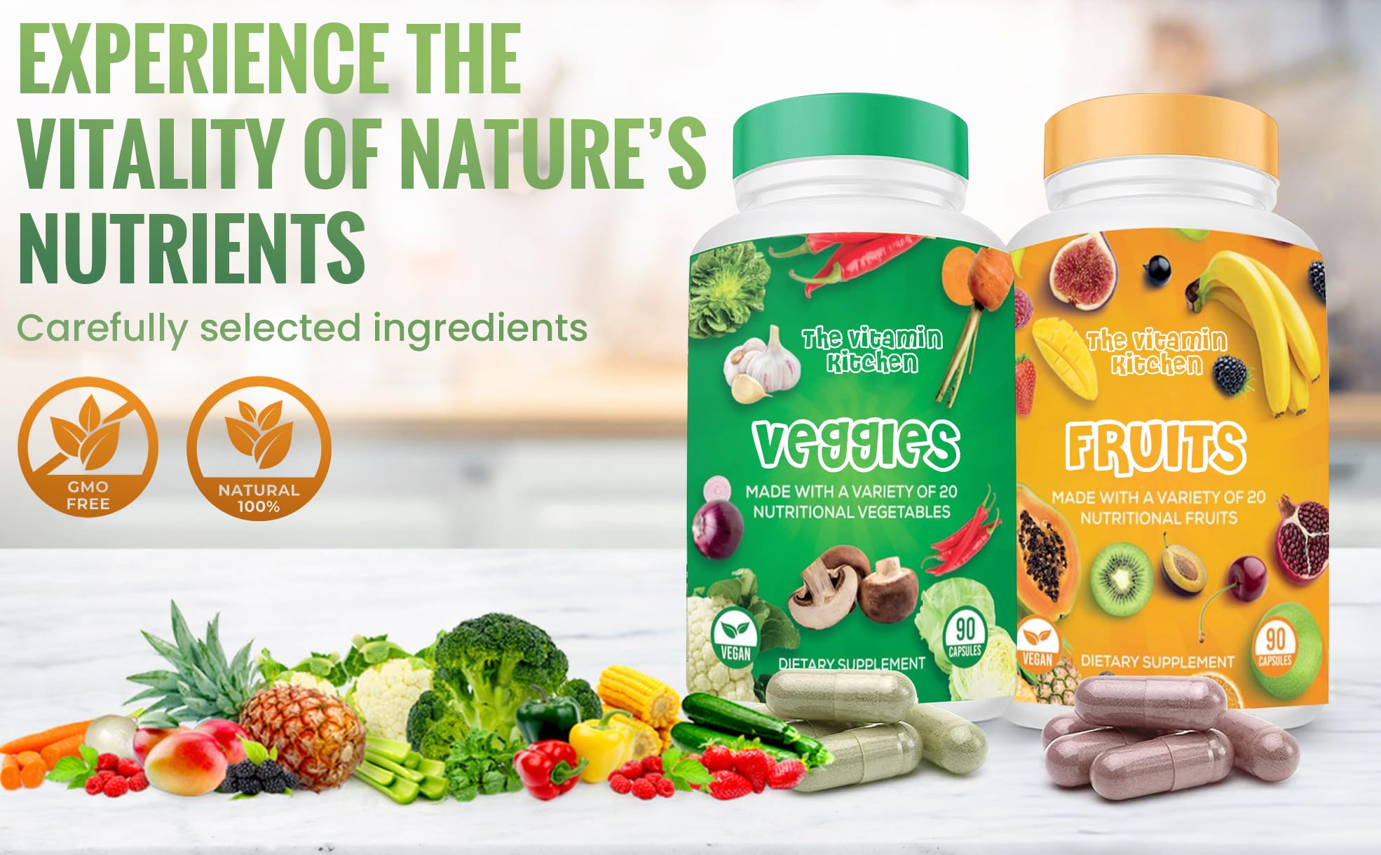 Made in USA badge on The Vitamin Kitchen packaging signaling quality manufacturing.