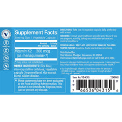 The Vitamin Shoppe Vitamin K2 MK-7 capsules show easy daily use for bone health.