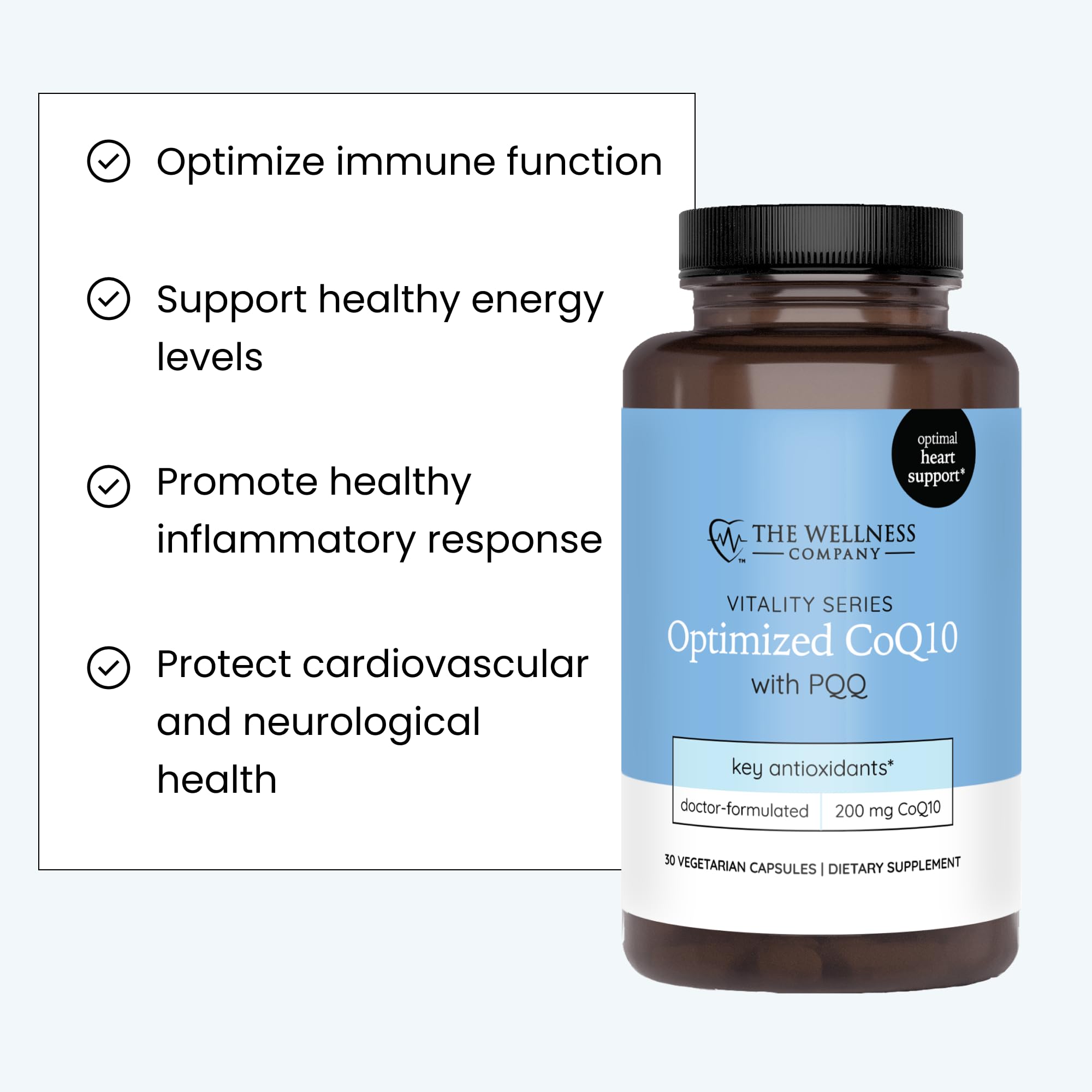 The Wellness Company Gluten-free, Non-GMO formula packaging communicates dietary compatibility.