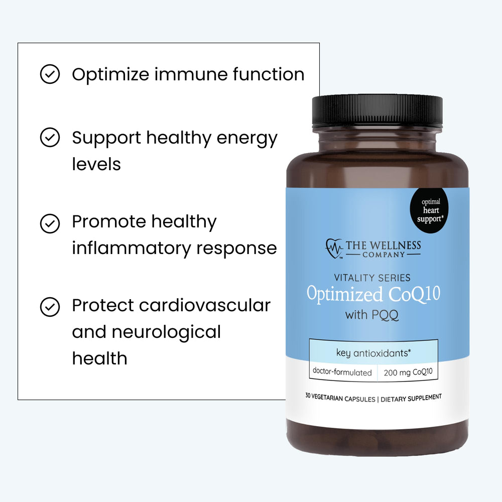The Wellness Company Gluten-free, Non-GMO formula packaging communicates dietary compatibility.