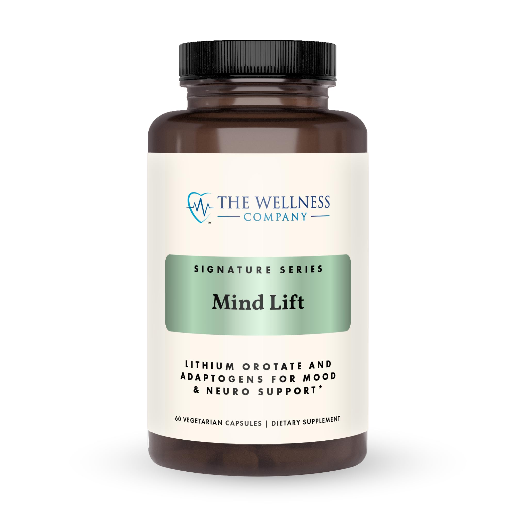 Mind Lift by The Wellness Company bottle front with 60 capsules for mood and focus