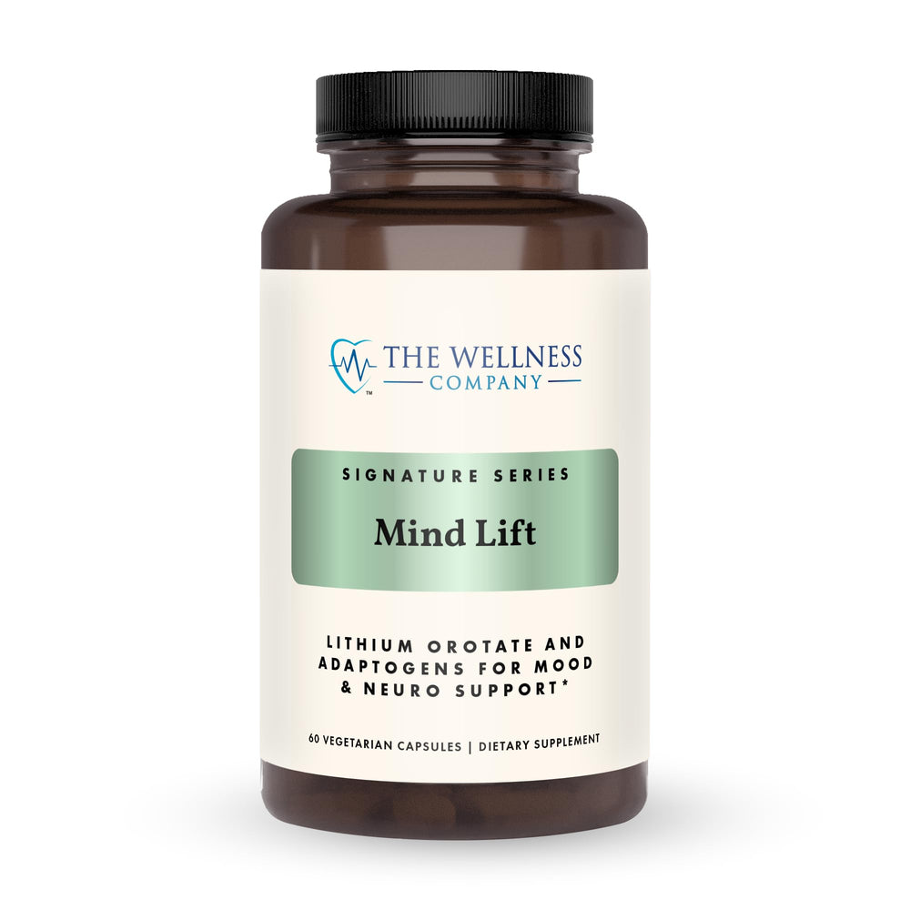 Mind Lift by The Wellness Company bottle front with 60 capsules for mood and focus