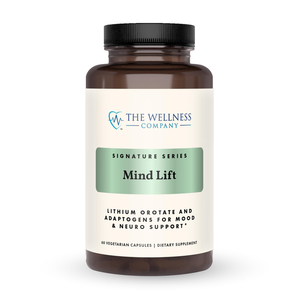 Mind Lift by The Wellness Company bottle front with 60 capsules for mood and focus
