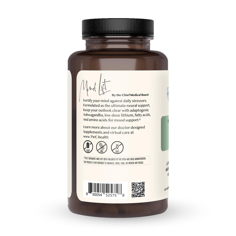 Mind Lift capsules close-up highlighting DHA and GABA for calm focus