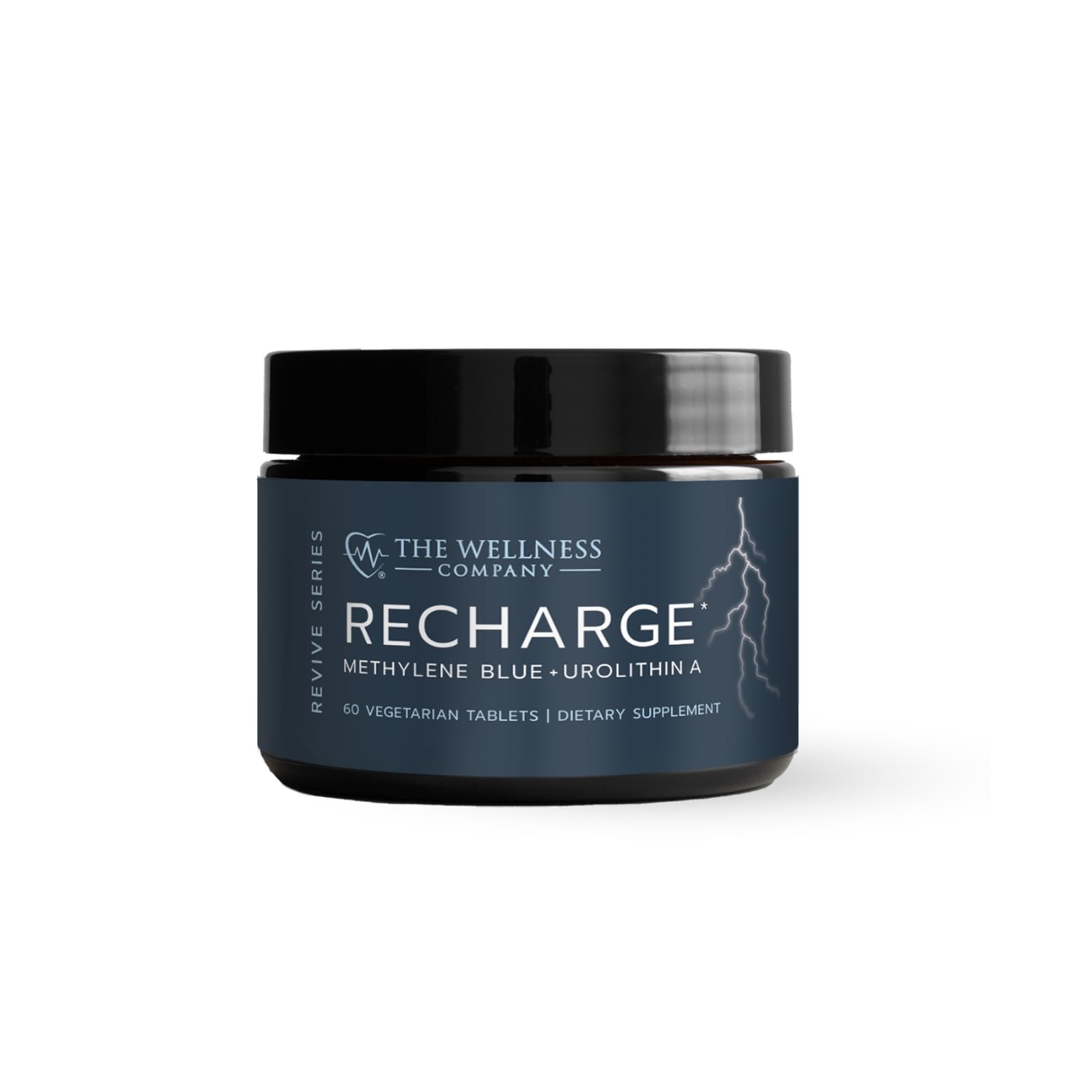 The Wellness Company Recharge bottle front view supports mental clarity and daily energy