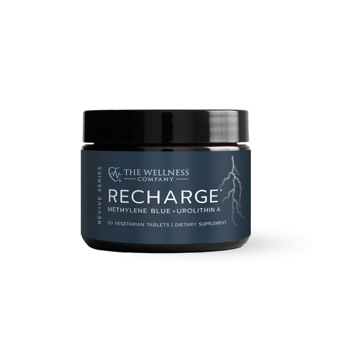 The Wellness Company Recharge bottle front view supports mental clarity and daily energy