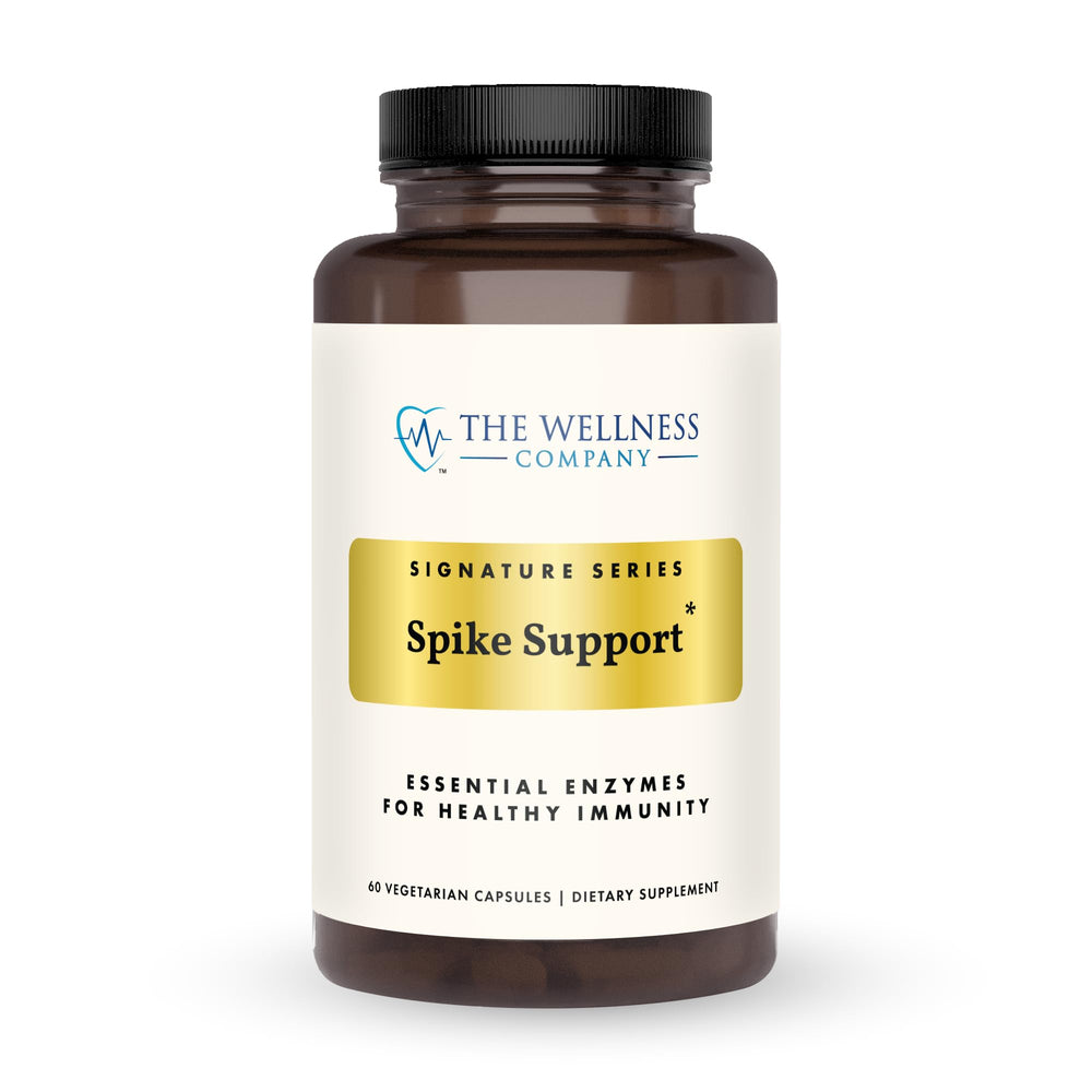 The Wellness Company Spike Support bottle on a clean surface, may support daily wellness.
