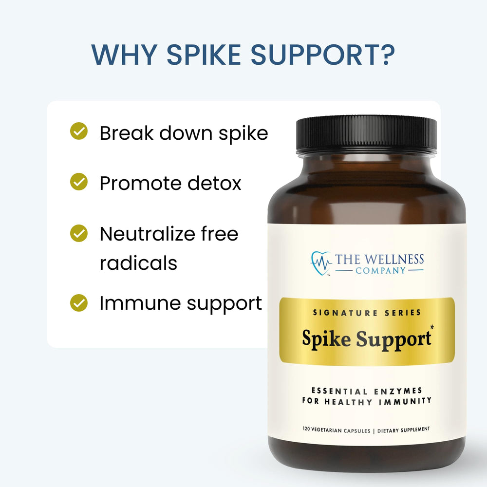 Spike Support product label close-up showing vegan, non-GMO quality.