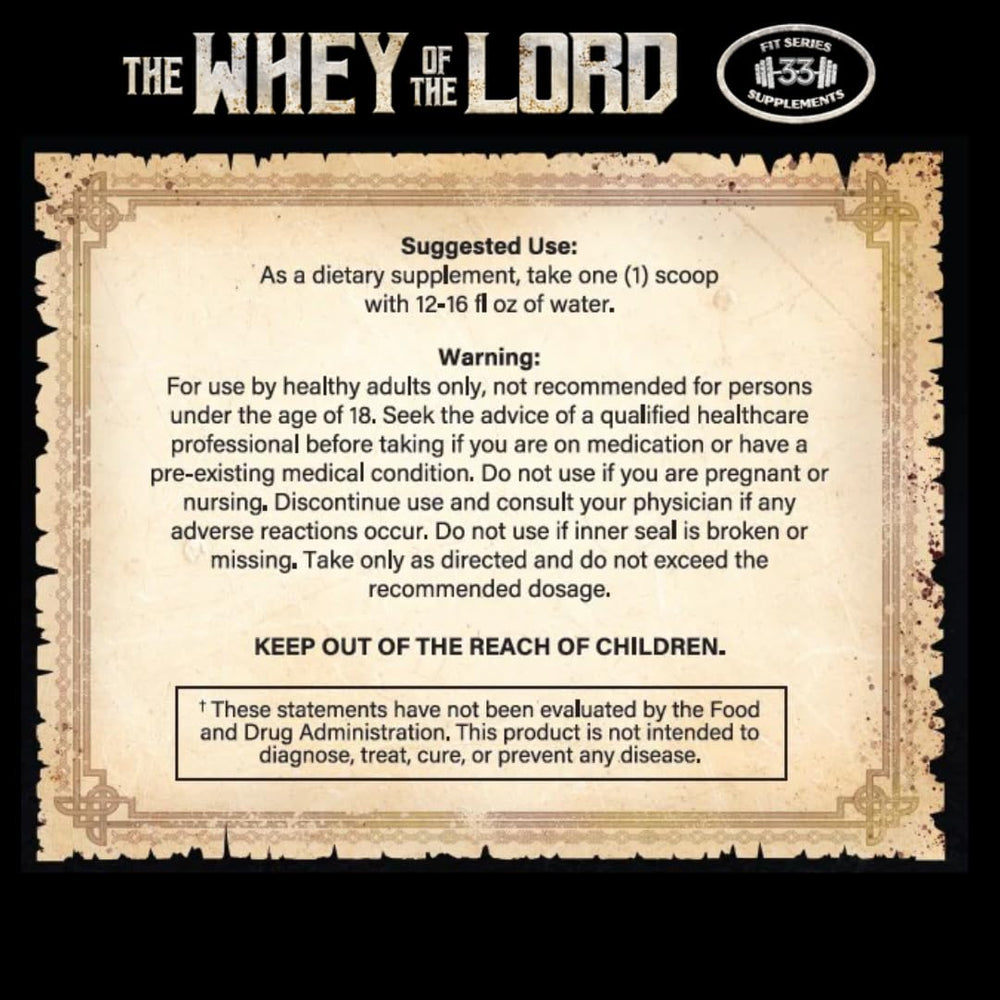 The Whey of The Lord Armor of God BCAA label closeup highlights ingredients.