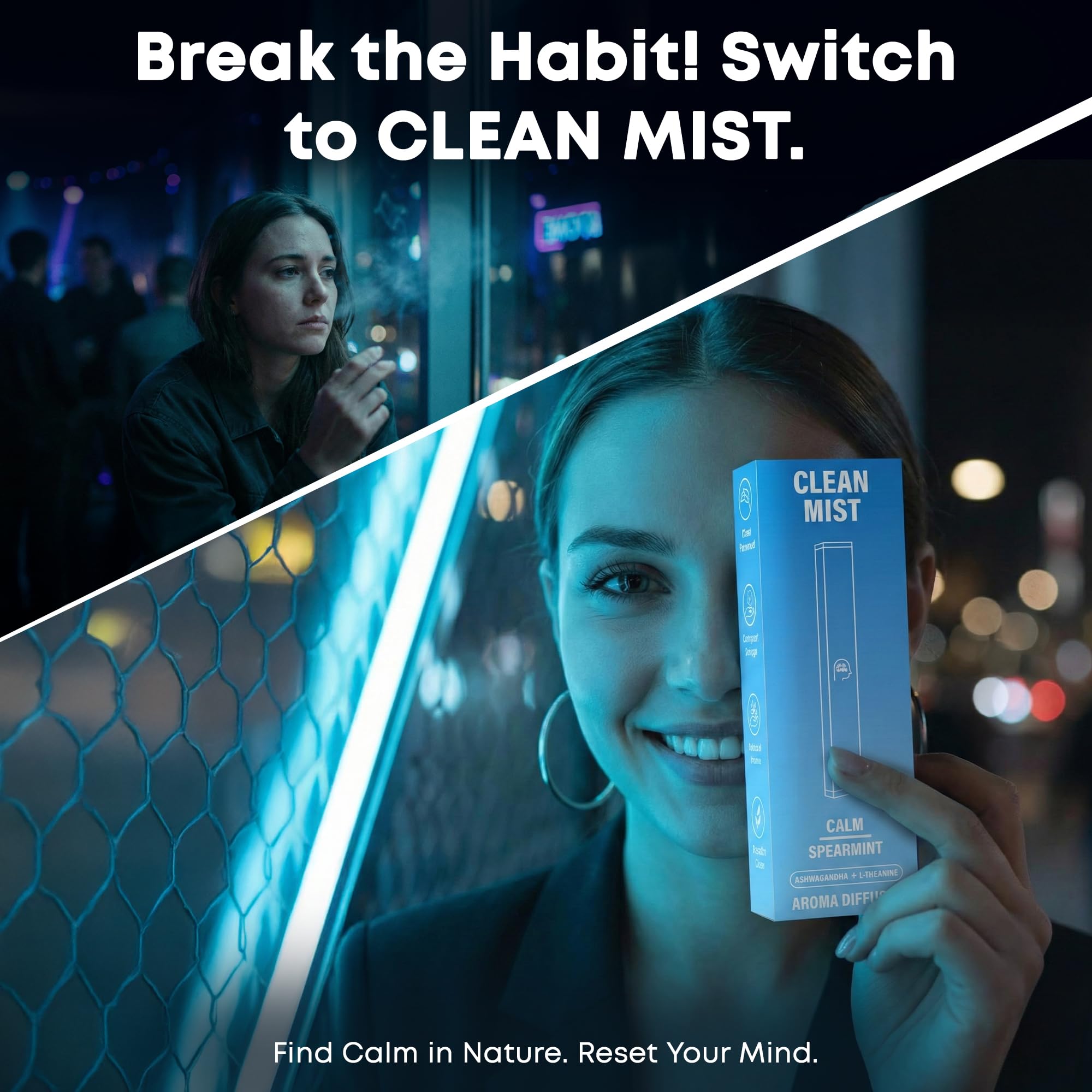 TheCleanMist diffuser pen shown as a compact on-the-go aromatherapy solution.
