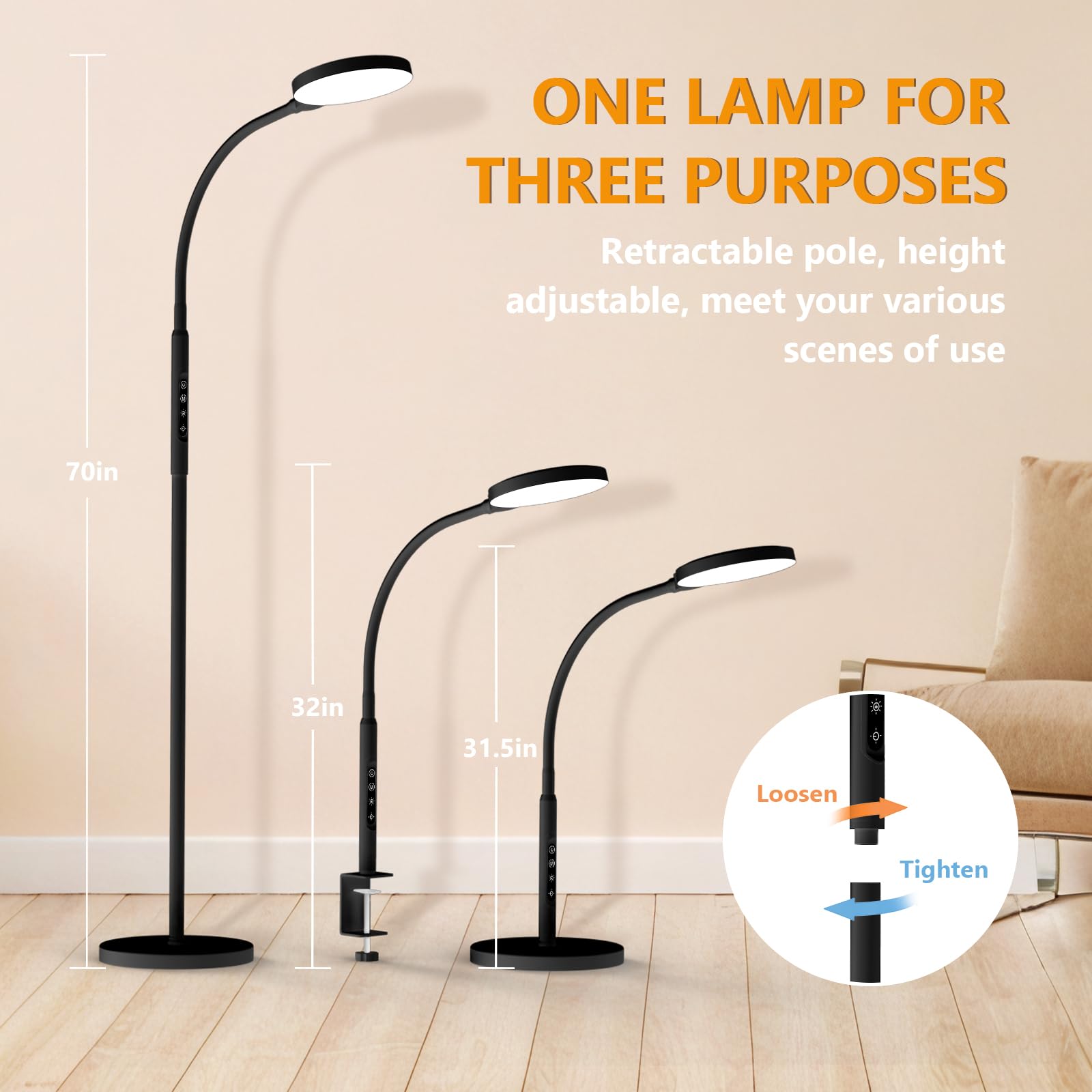 TheDeco lamp energy-saving LED design reduces power use while protecting eyes.